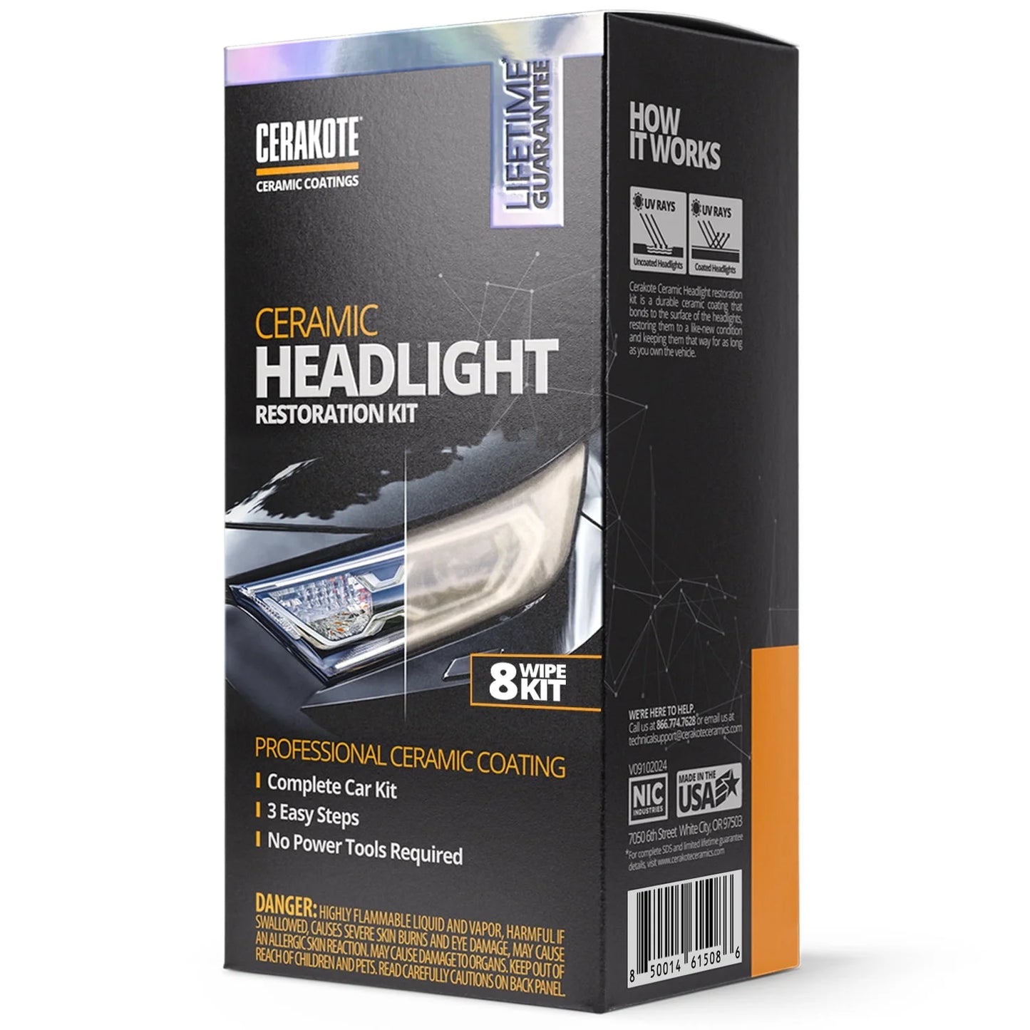 Ceramic Headlight Restoration Kit - Ceramic Coating That Restores Headlights to New - 8 Wipe Kit