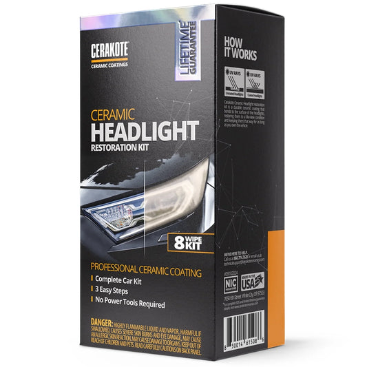 Ceramic Headlight Restoration Kit - Ceramic Coating That Restores Headlights to New - 8 Wipe Kit